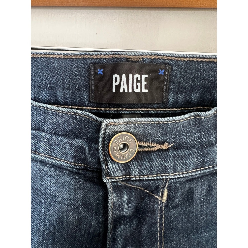 PAIGE Federal Dark Wash Denim Jeans 38x32 Straight Leg Stretch - Picture 9 of 10